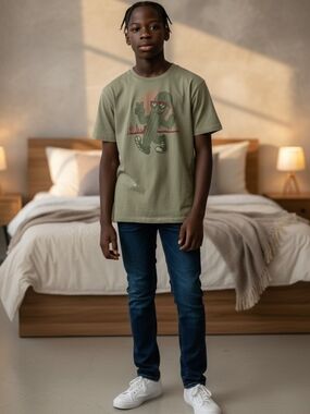 365 Kids By Garanimals Olive Graphic Boys Cactus Tee EUC Size 6